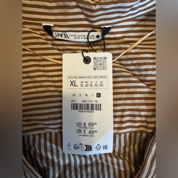 NWT! Zara striped midi dress - brown/creme - Picture 5 of 6